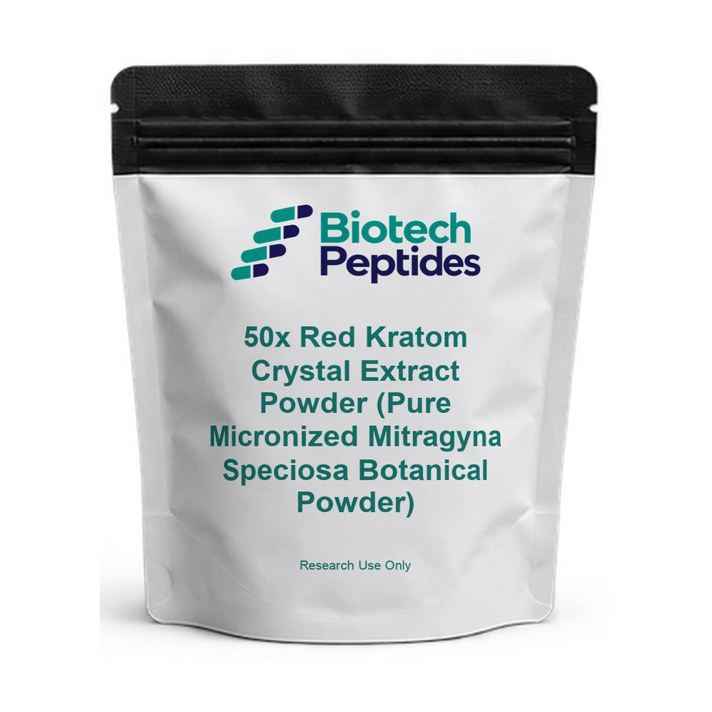 50x Red Kratom Crystal Extract Powder (Pure Micronized Mitragyna Speciosa Botanical Powder) — Biotech Peptides