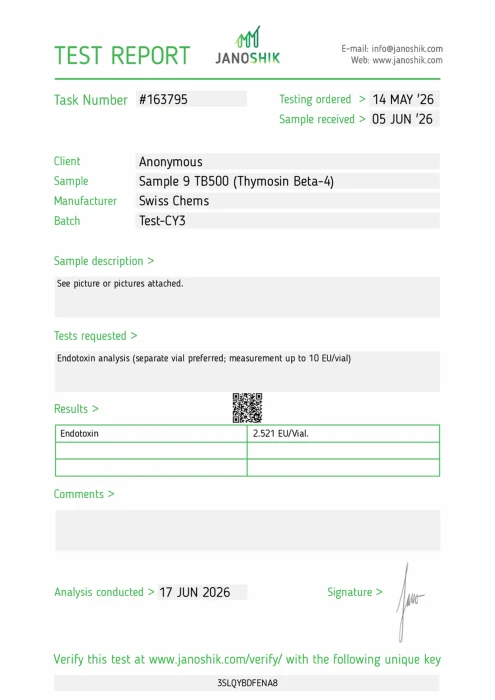 TB-500 (Thymosin Beta-4) lab report